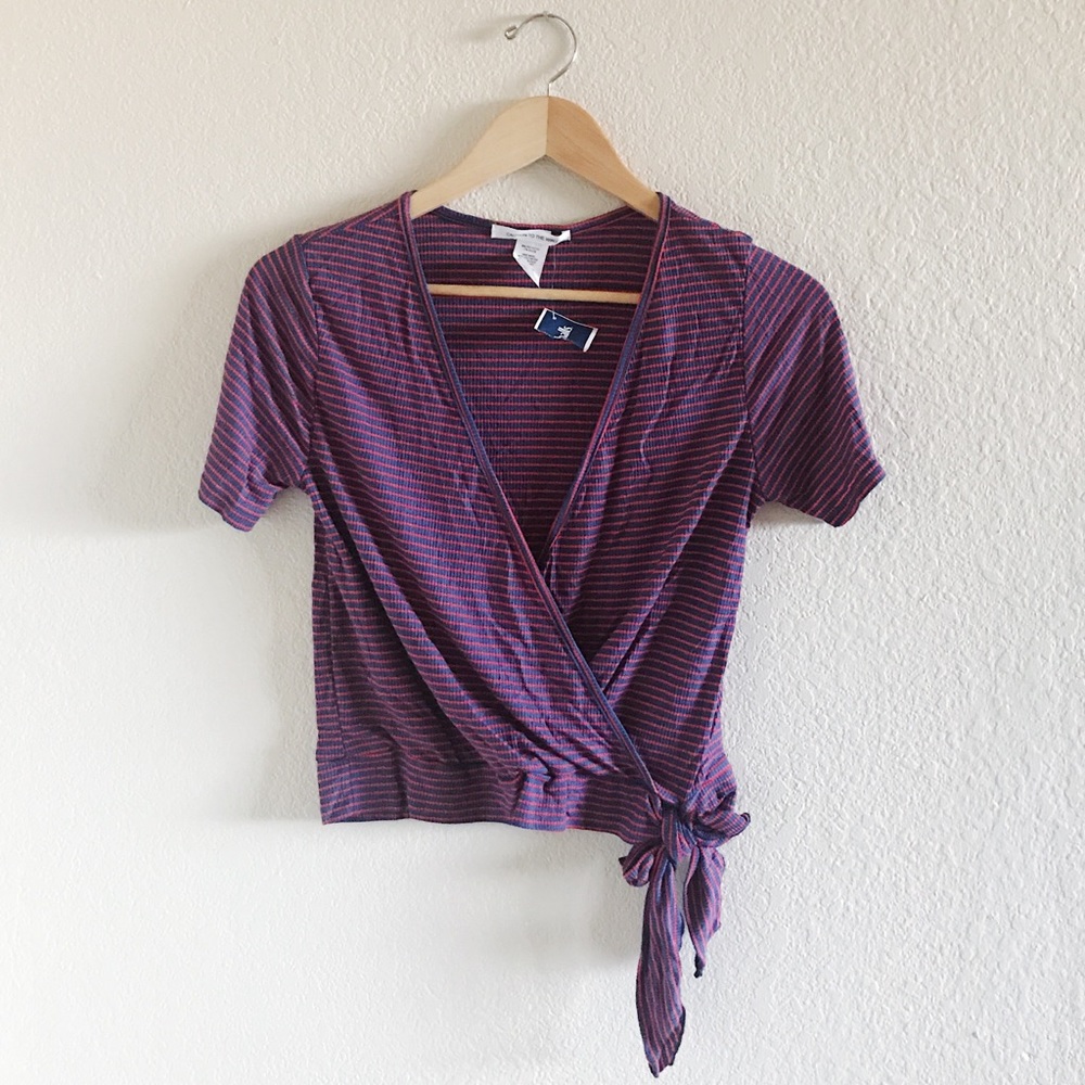 Caution To The Wind | Blue and Red Striped Top